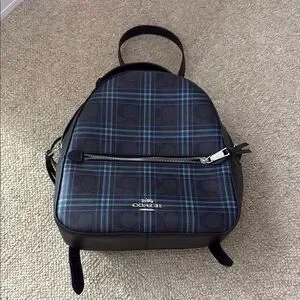 Coach Black and Blue Checkered Backpack NWT Coach CR294 West Pack Checkerboard Blue Canvas Leather  main image 3